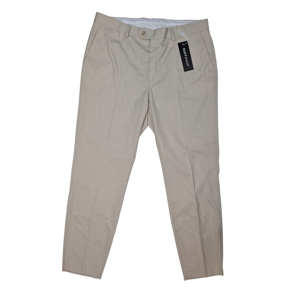 SuitShop Women Tan Stretch Dress Pants Size 10 Regular Tapered Flat Front NWT